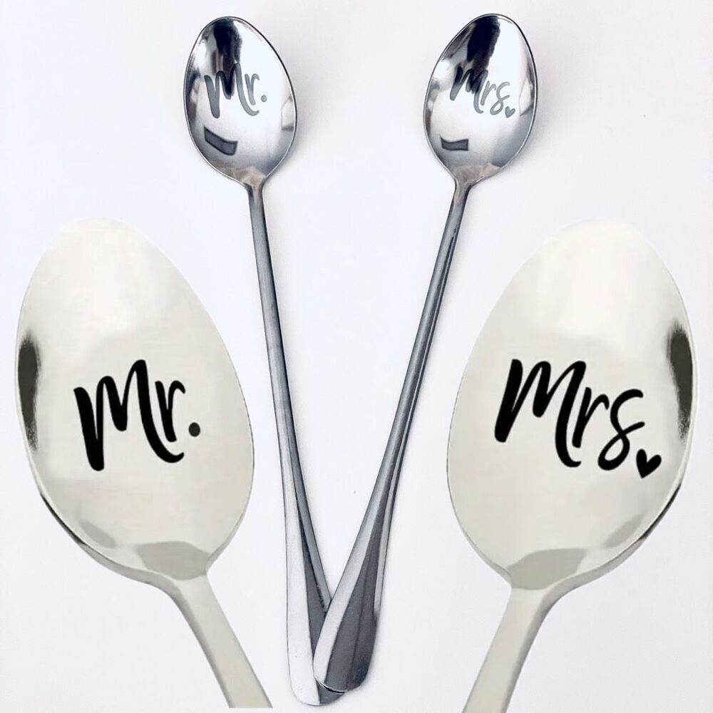 NWT 2 pc set Mr. & Mrs. Stainless Steel Spoons Anniversary,Valentine’s Gift